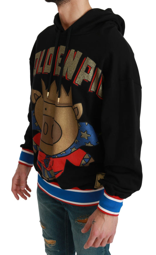 Dolce & Gabbana Schwarzer Pullover „Schwein des Jahres“ mit Kapuze