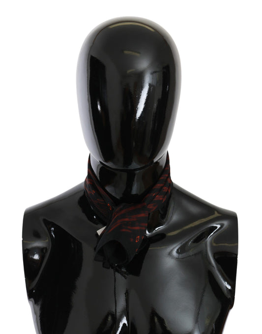 Costume National – Markenschal aus 100 % Seide, Schwarz/Orange