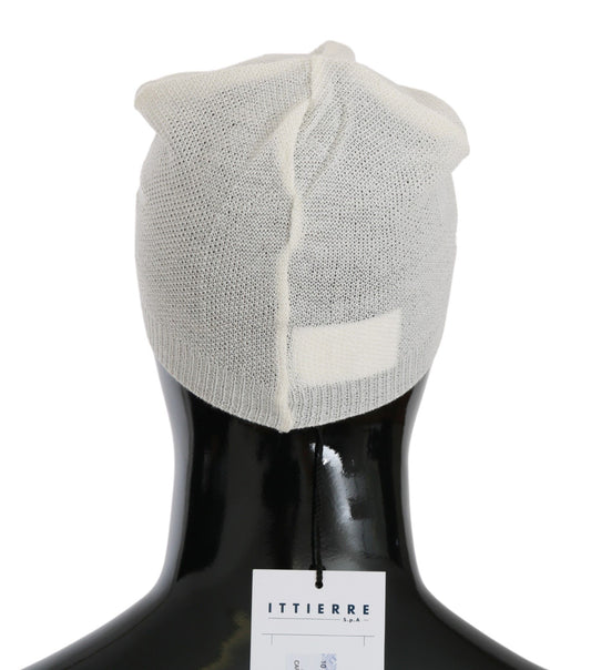 Costume National Beanie – Weiße Markenmütze aus Wollmischung