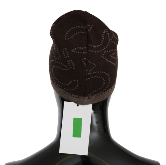 Costume National Beanie, braune Markenmütze aus Wollmischung