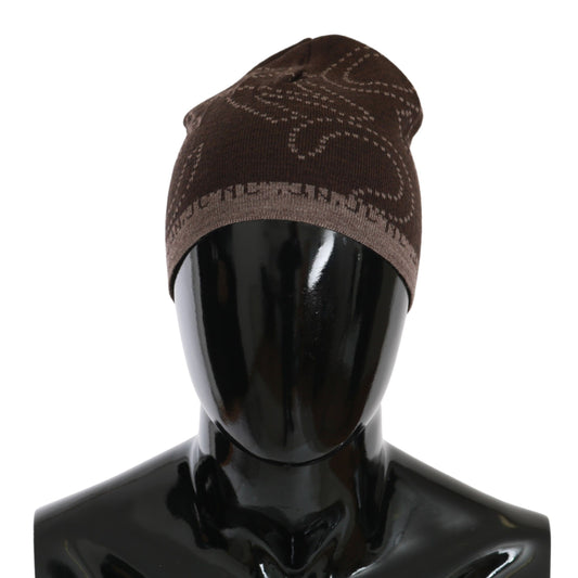 Costume National Beanie, braune Markenmütze aus Wollmischung