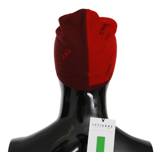 Costume National – Rote Beanie-Mütze aus Wollmischung mit Markenlogo