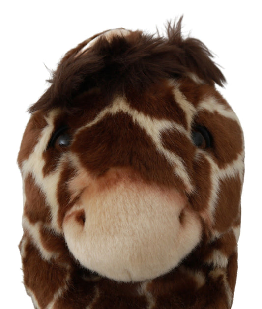 Dolce & Gabbana Braune Giraffen-Hausschuhe, flache Sandalen, Schuhe