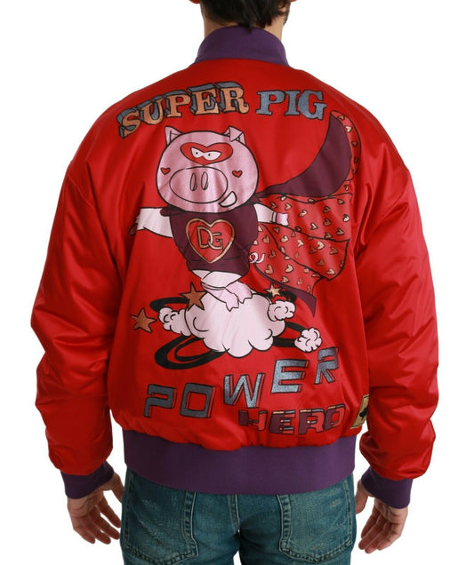 Dolce & Gabbana Rote Bomberjacke „YEAR OF THE PIG“