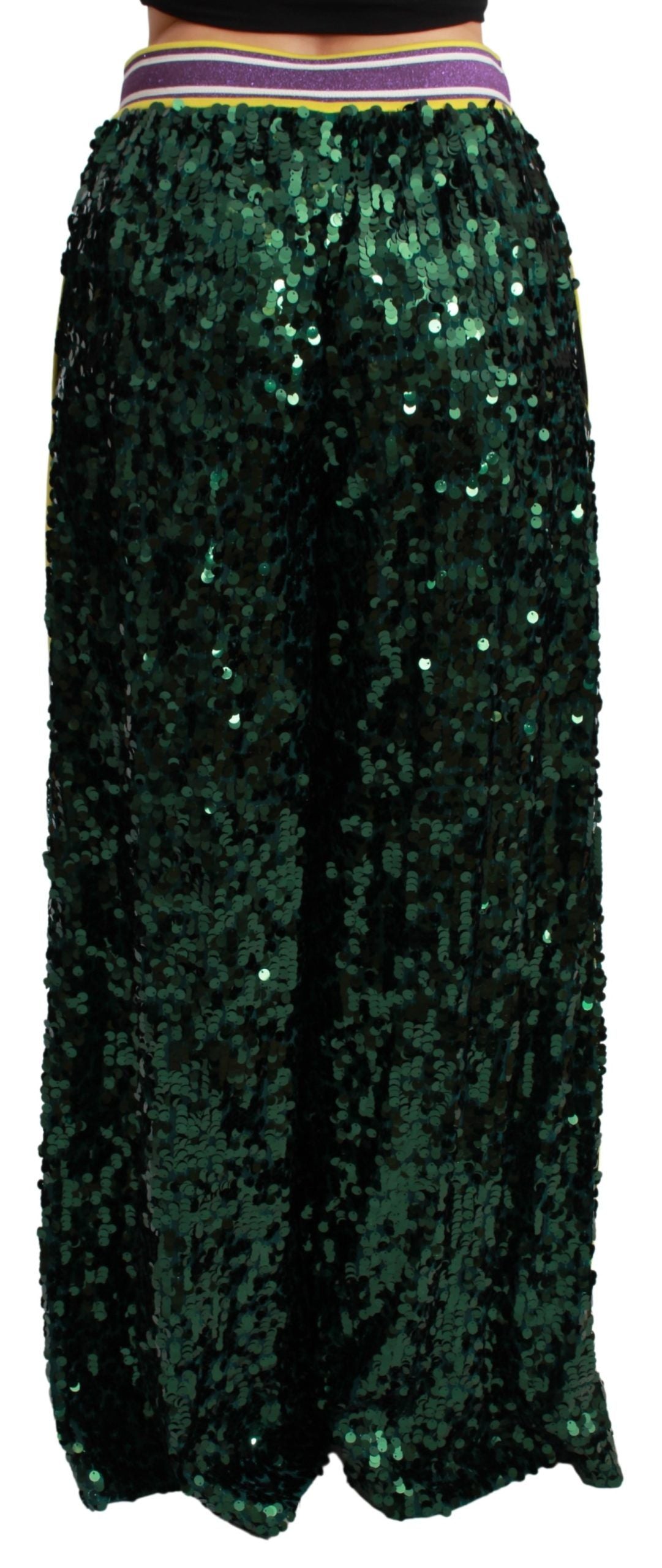 Dolce & Gabbana Grüne Paillettenhose Queens Angel Pants