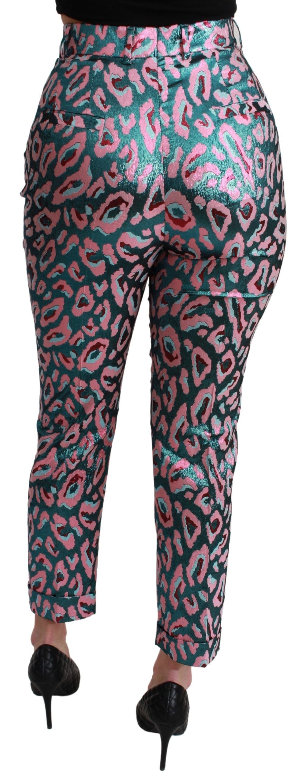 Dolce & Gabbana – Mehrfarbig gemusterte, verkürzte Hose mit hoher Taille