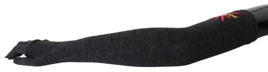 Dolce & Gabbana Graue #DGLovesLondon bestickte Handschuhe aus Schurwolle