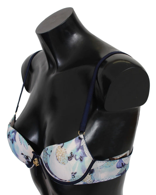Roberto Cavalli – Reggiseno-BH aus blau bedrucktem Nylon