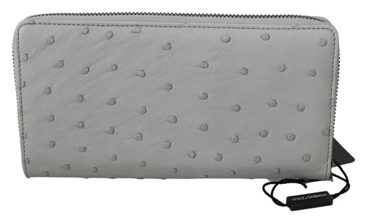Dolce & Gabbana Continental Herren-Clutch aus weißem Straußenleder