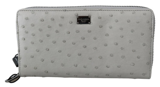 Dolce & Gabbana Continental Herren-Clutch aus weißem Straußenleder