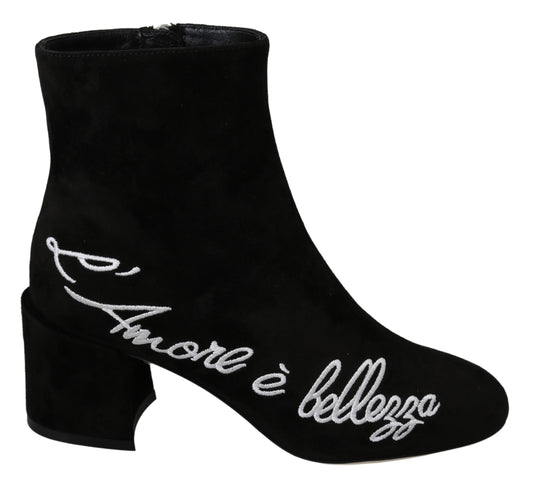 Dolce & Gabbana L'Amore E'Bellezza Stiefel aus schwarzem Wildleder