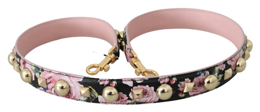 Dolce & Gabbana Schultergurt aus Leder mit Blumenmuster und Nieten in Rosa