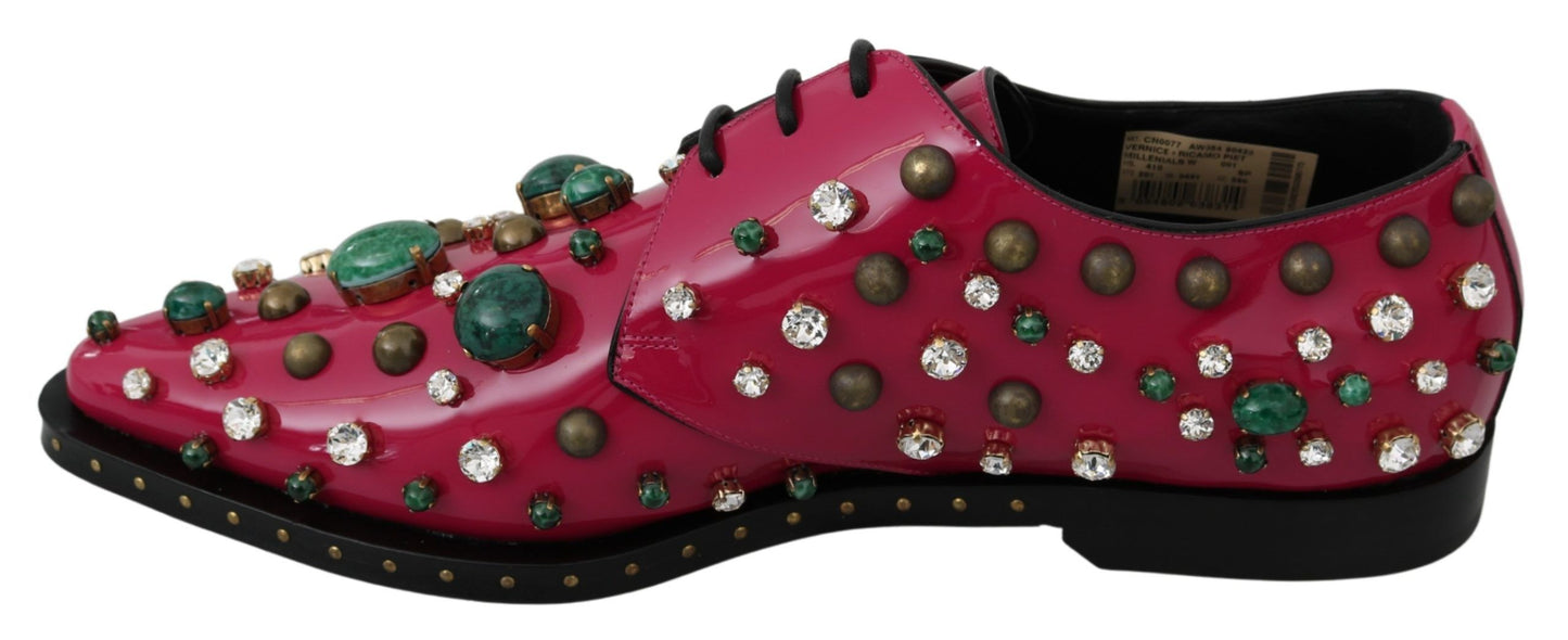 Dolce & Gabbana – Broque-Schuhe aus rosa Leder mit Kristallen