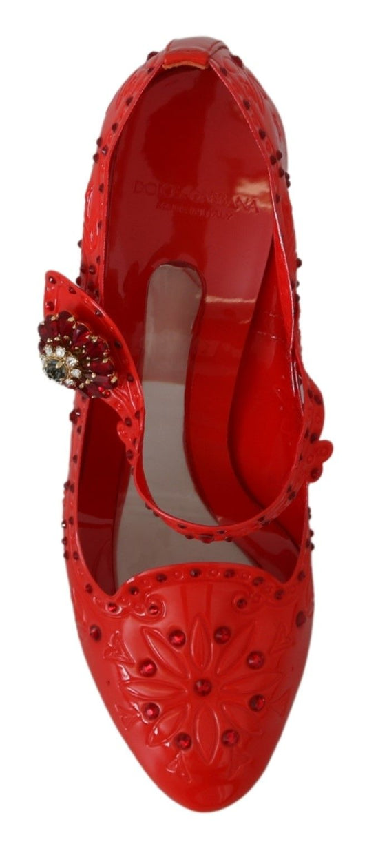 Dolce & Gabbana Rote Blumenkristall-CINDERELLA-Heels