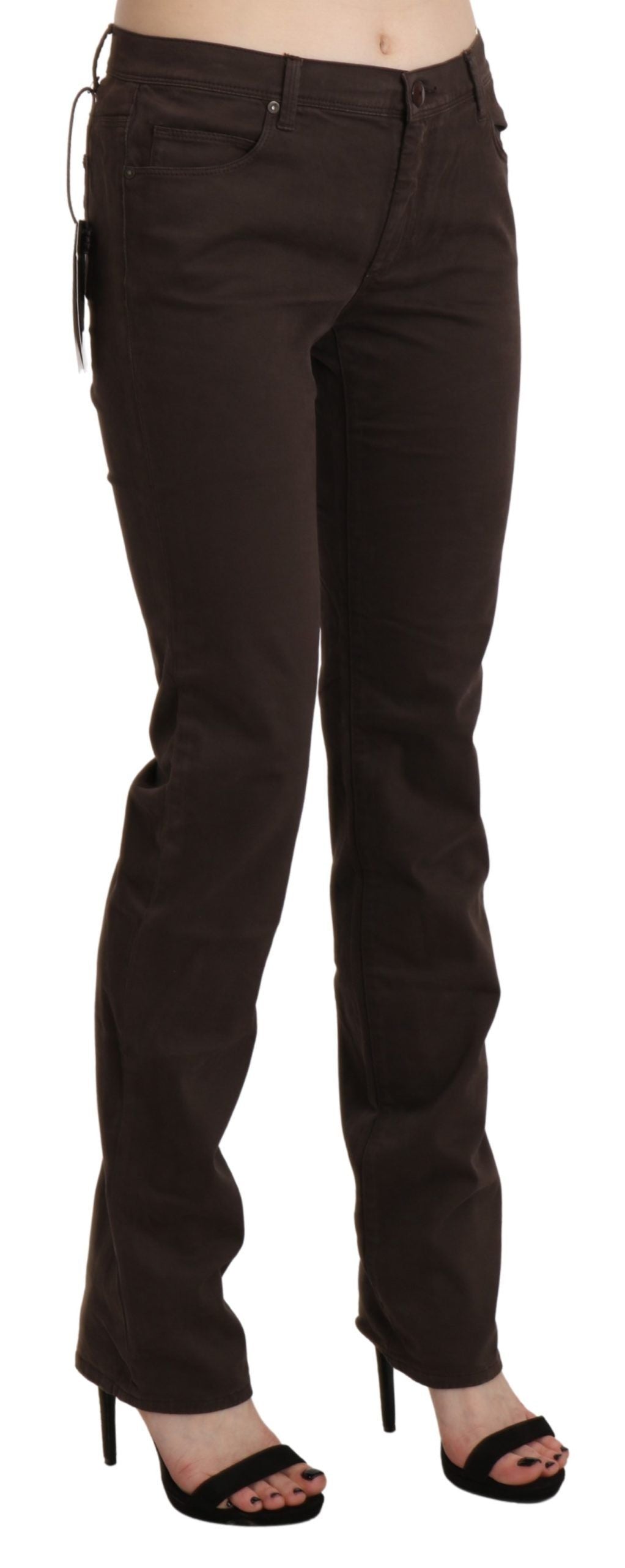Ermanno Scervino – Braune Skinny-Jeans aus Baumwolle mit mittlerer Taille