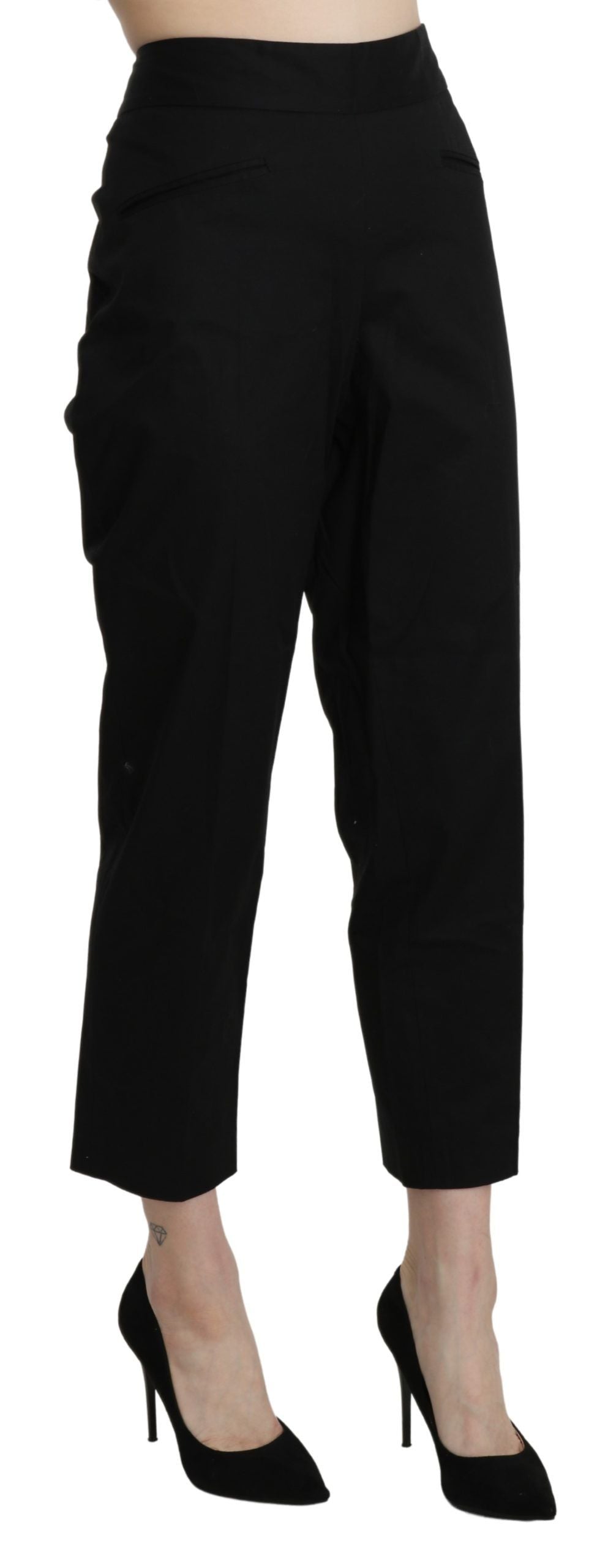 BENCIVENGA Schwarze, gerade geschnittene Anzughose mit hoher Taille