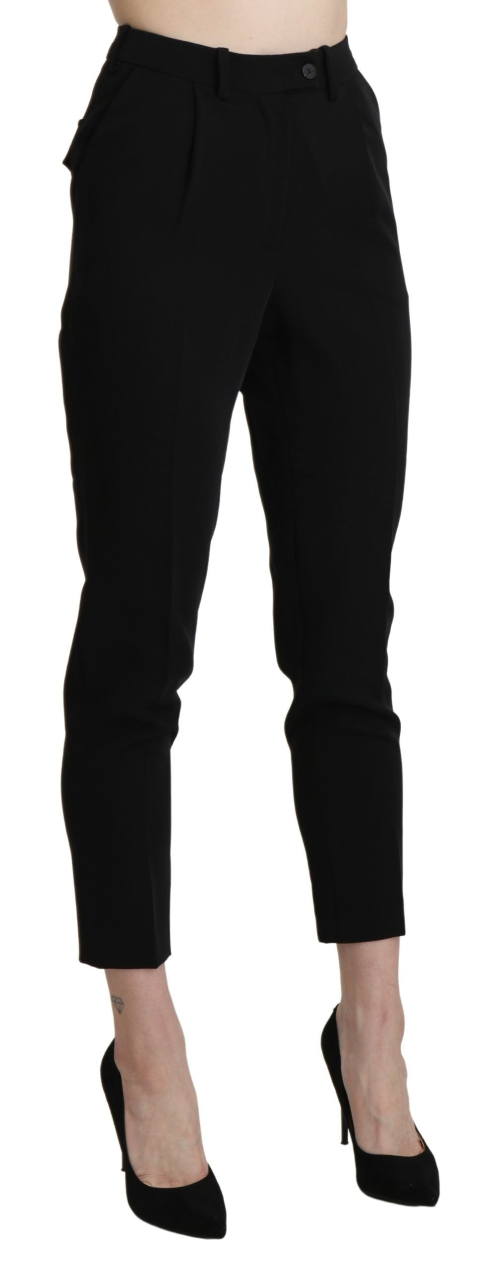 BENCIVENGA Schwarze, enge, verkürzte Hose mit hoher Taille