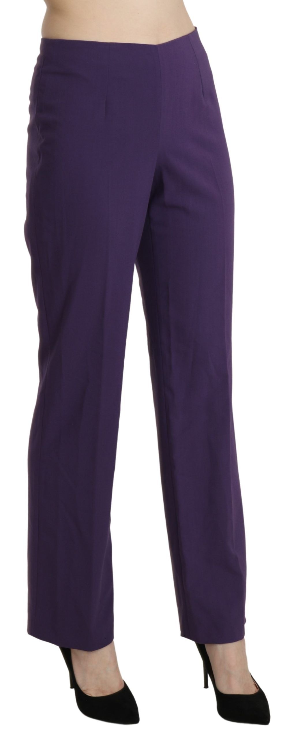 BENCIVENGA Lilafarbene gerade Hose mit hoher Taille