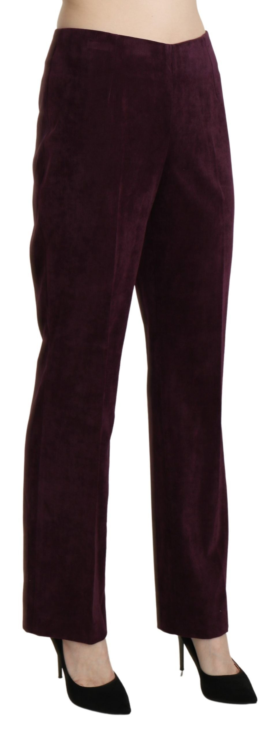 BENCIVENGA – Gerade geschnittene Wildlederhose mit hoher Taille in Lila
