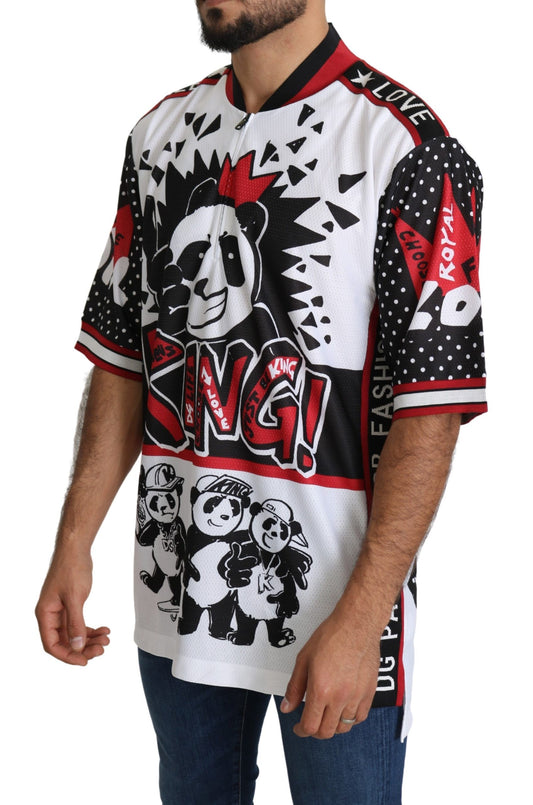 تي شيرت رجالي من البوليستر بطبعة باندا كينج من دولتشي آند غابانا باللون الأبيض