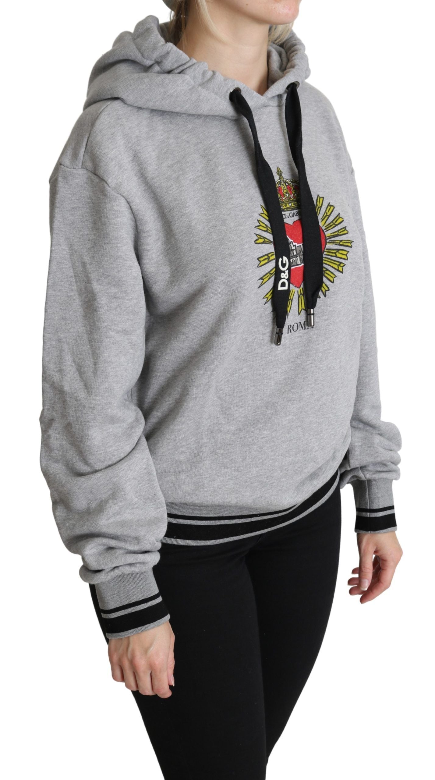 Dolce & Gabbana – Grau bedruckter Kapuzenpullover mit exklusivem Logo