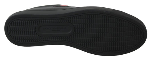 Dolce & Gabbana – Schwarze Sneakers aus Leder mit Herzmotiv