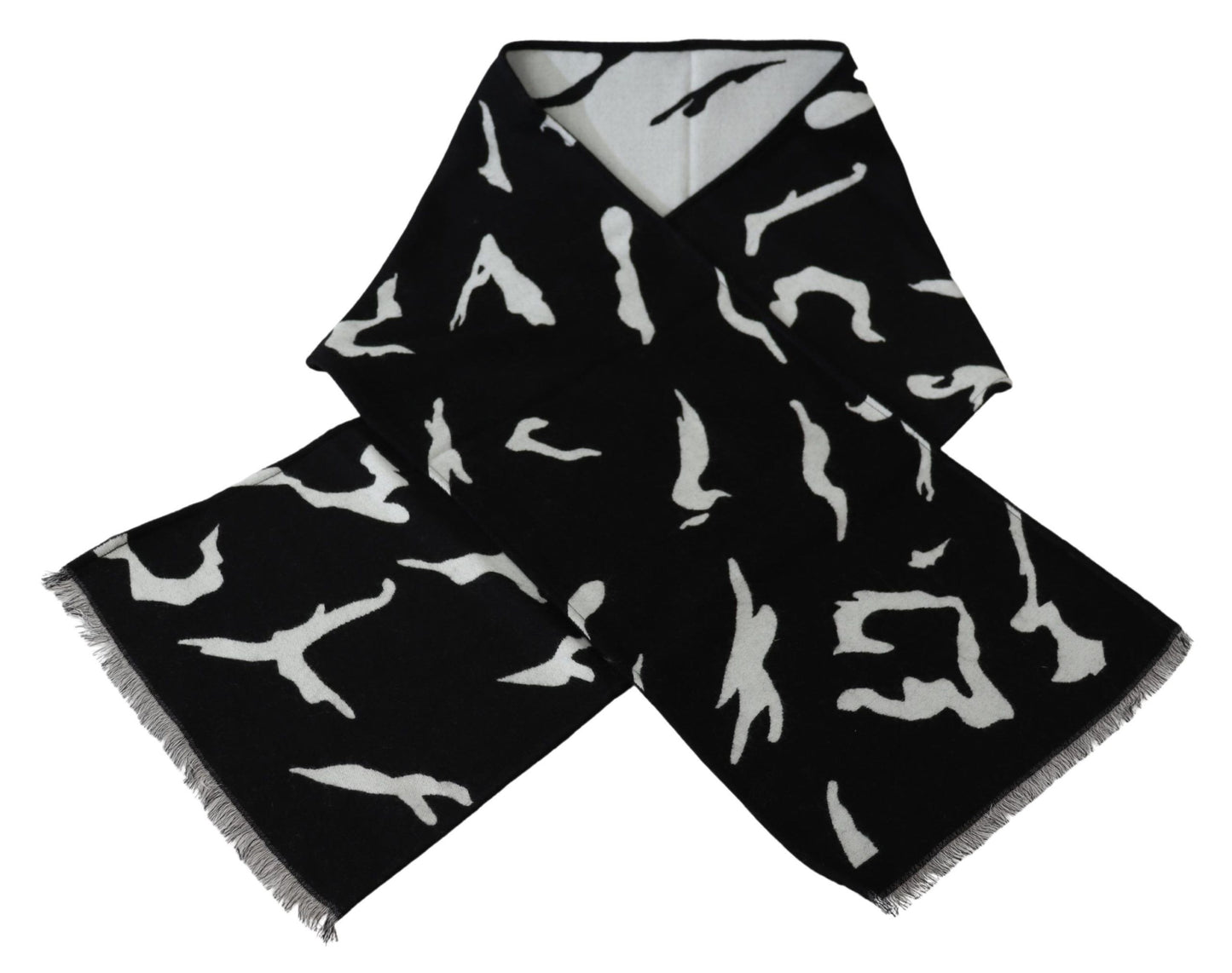 Givenchy Schwarz Weiß Wolle Unisex Winter Warm Schal Wickelschal