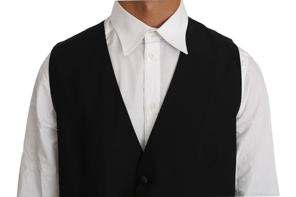 Dolce & Gabbana Schwarze Weste aus massiver Wolle und Seide