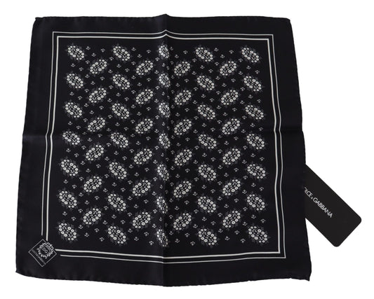 Dolce & Gabbana – Schwarz gemustertes quadratisches Seidentuch