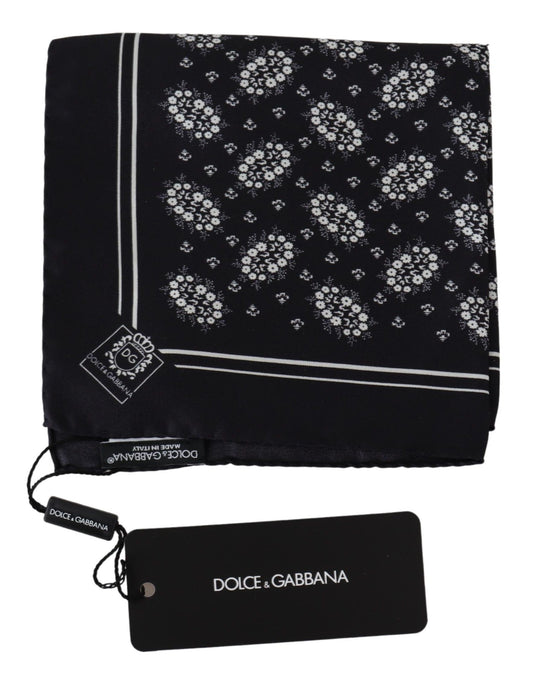 Dolce & Gabbana – Schwarz gemustertes quadratisches Seidentuch