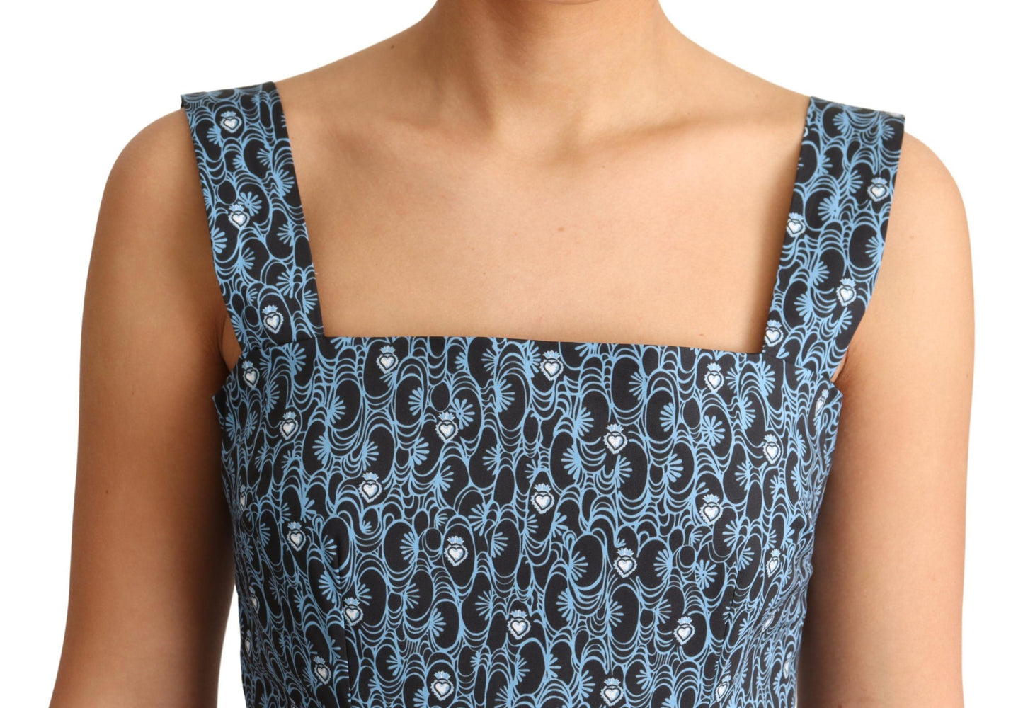 Dolce & Gabbana – A-Linien-Stretchkleid aus Baumwolle mit blauem Herz