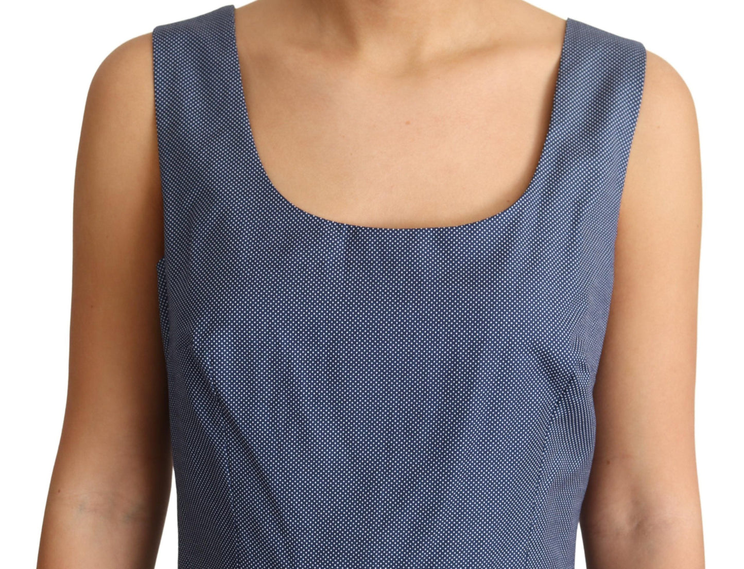 Dolce & Gabbana Blaues A-Linien-Stretchkleid aus gepunkteter Baumwolle