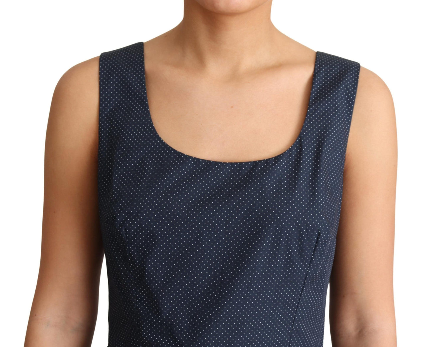 Dolce & Gabbana Blaues A-Linien-Kleid aus gepunkteter Baumwolle