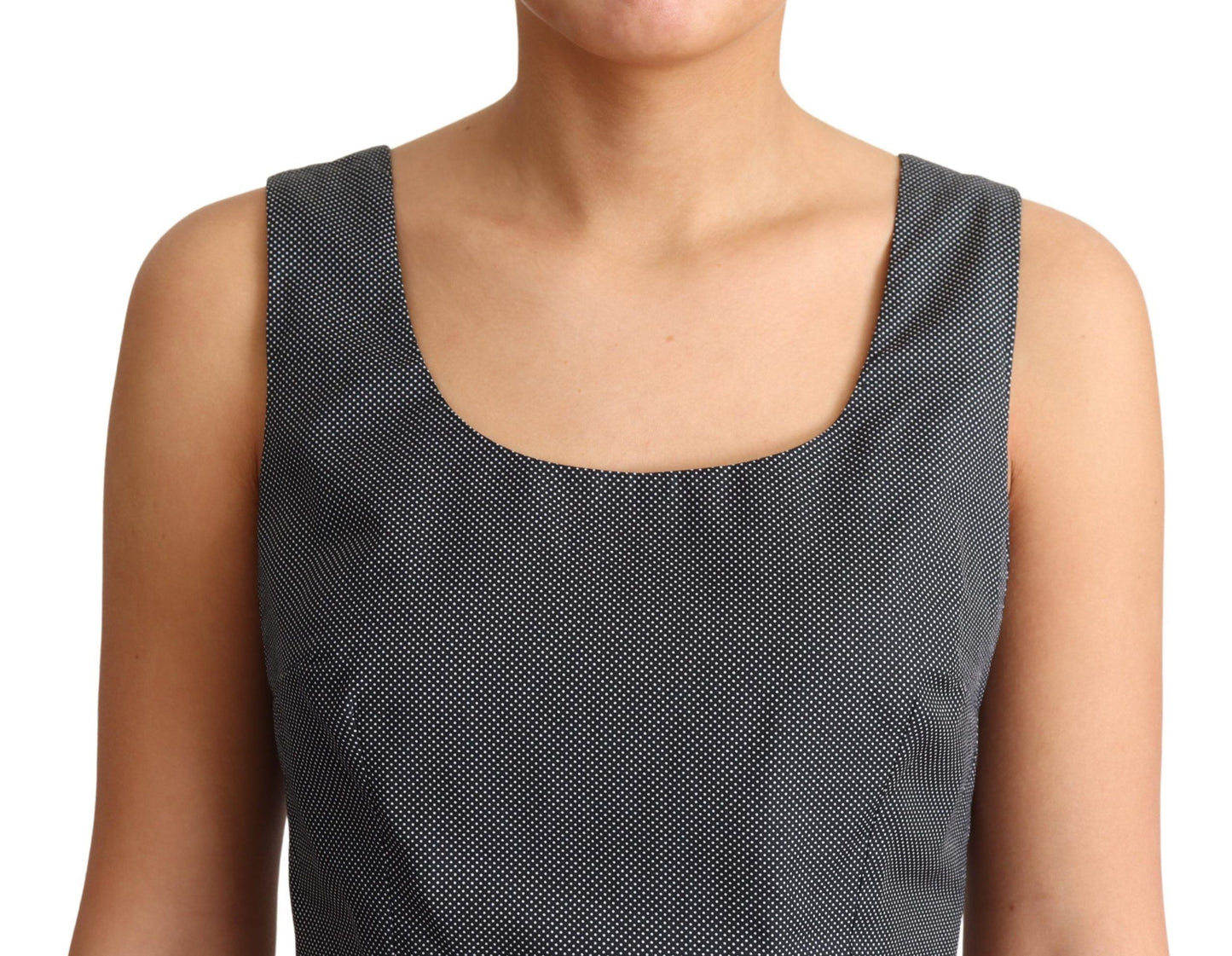 Dolce & Gabbana Schwarzes A-Linien-Kleid aus gepunkteter Baumwolle