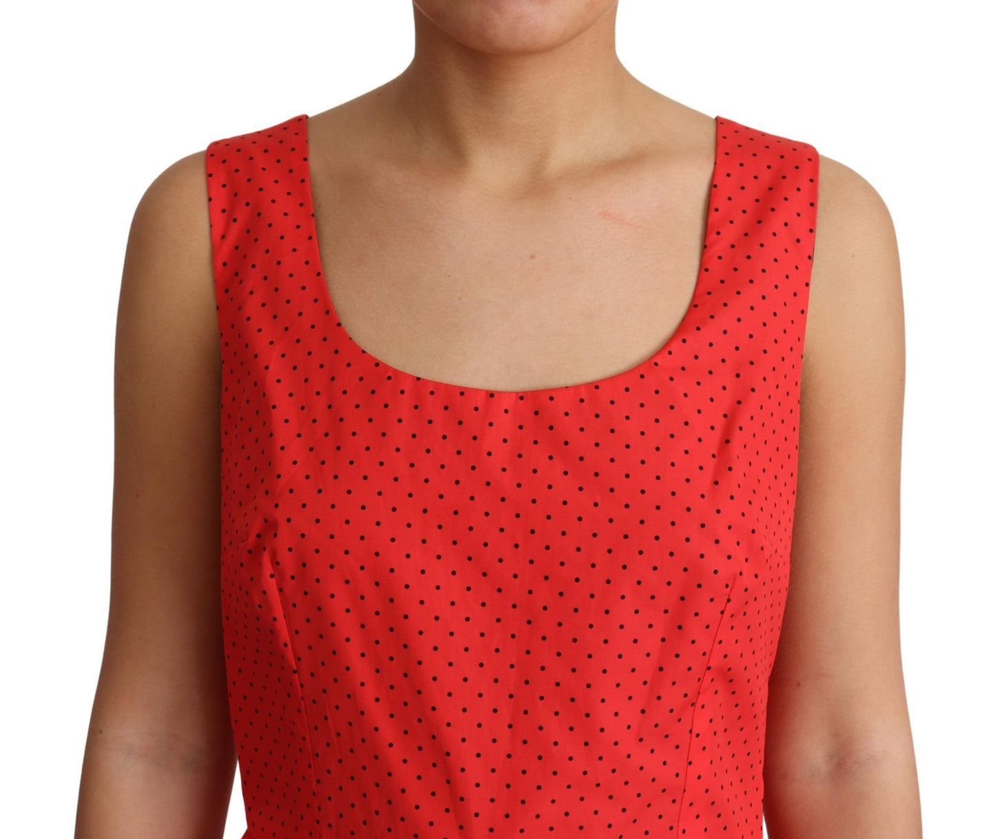 Dolce & Gabbana – Rotes A-Linien-Kleid aus gepunkteter Baumwolle