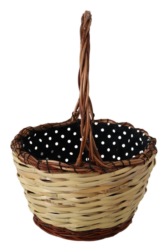 Dolce & Gabbana – Beigefarbene Einkaufstasche aus geflochtenem Rattankorb aus Holz