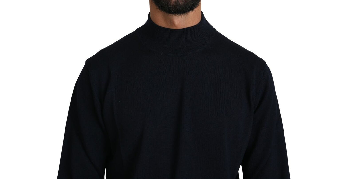 MILA SCHÖN Dunkelblauer Rundhalspullover 100% Wollpullover