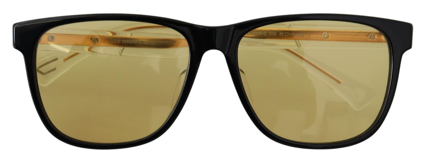 Diesel DL0330-D 01E 57 Sonnenbrille mit schwarzem Rahmen und gelben transparenten Gläsern