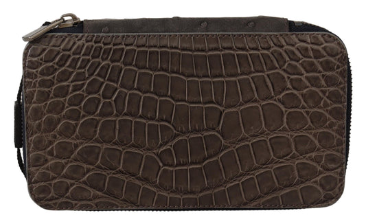Dolce & Gabbana Kosmetiktasche aus grauem Leder, Kulturbeutel, Rasiertasche