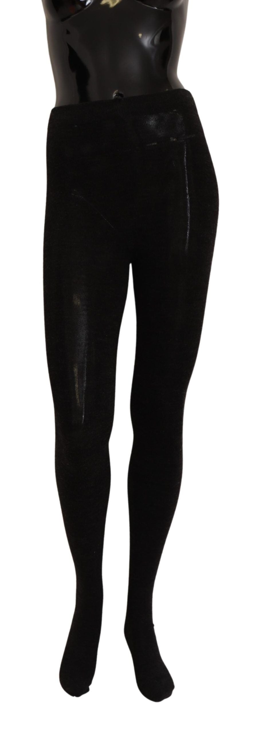 Dolce & Gabbana – Schwarze Stretch-Strumpfhose aus Wolle