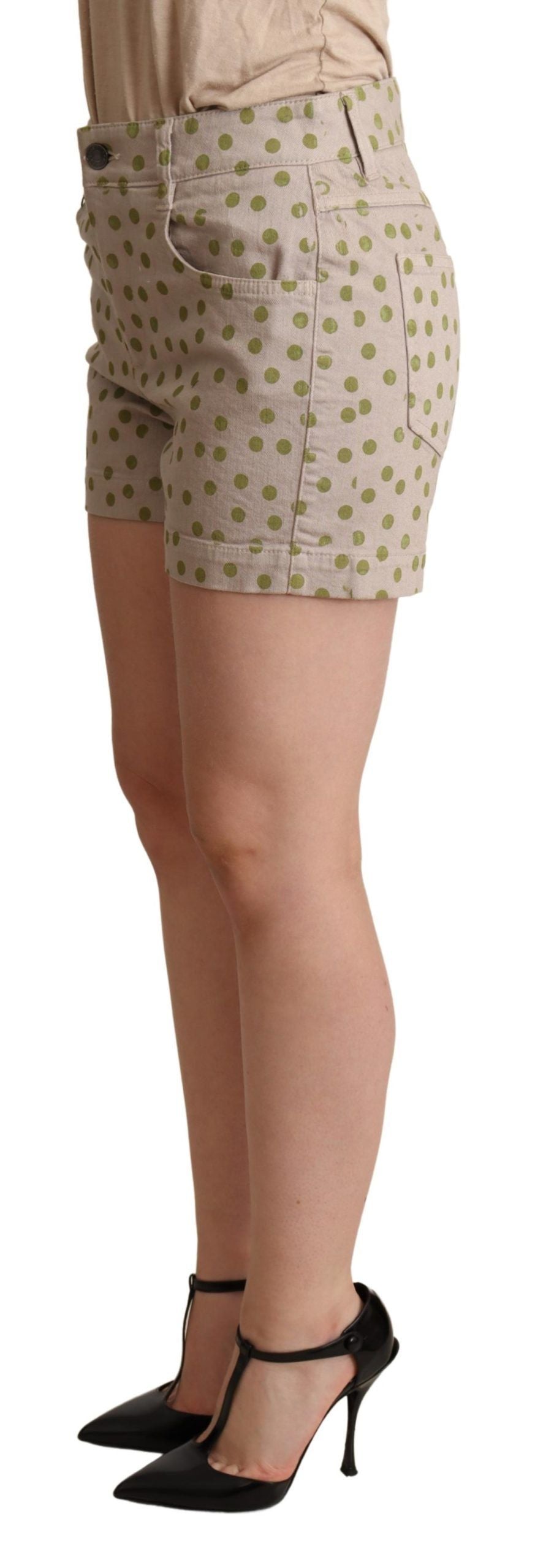 Dolce & Gabbana Beige gepunktete Denim-Stretch-Shorts aus Baumwolle