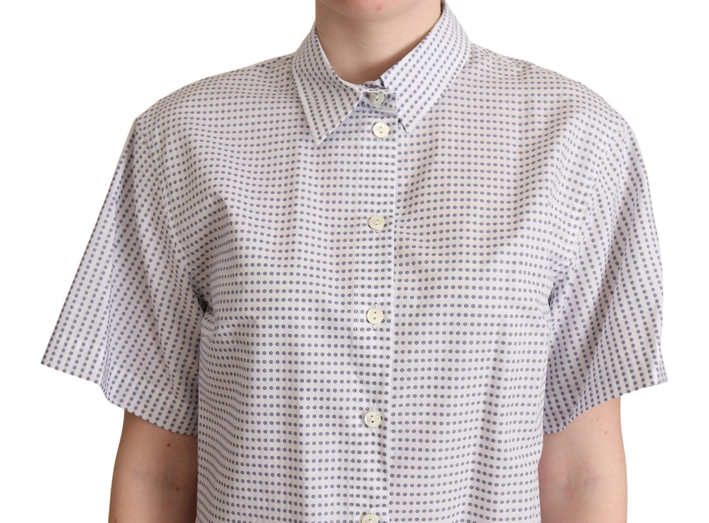 Dolce & Gabbana – Weiße Bluse mit gepunktetem Kragen