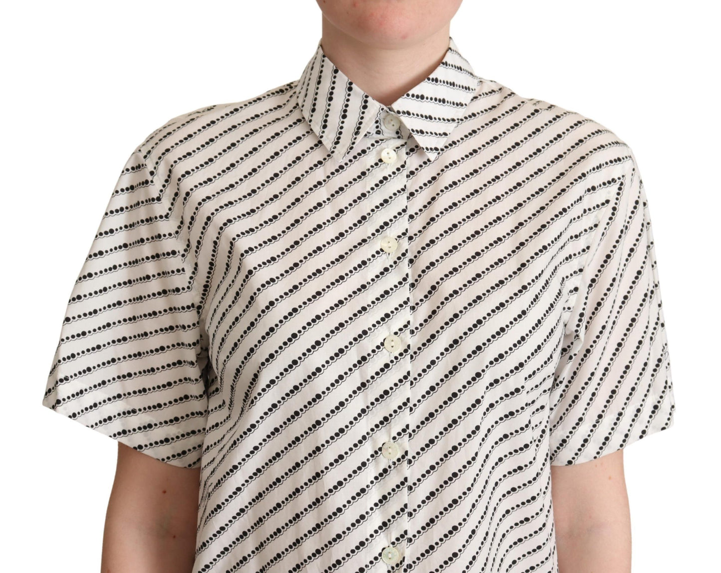 Dolce & Gabbana – Weiße Bluse mit gepunktetem Kragen