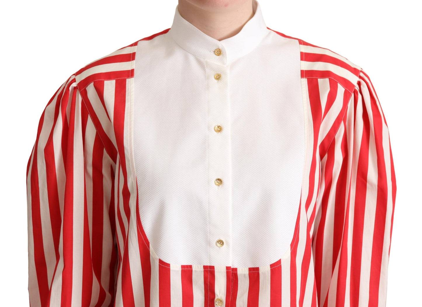 Dolce & Gabbana – Rot-weiß gestreiftes, langärmliges formelles Hemd