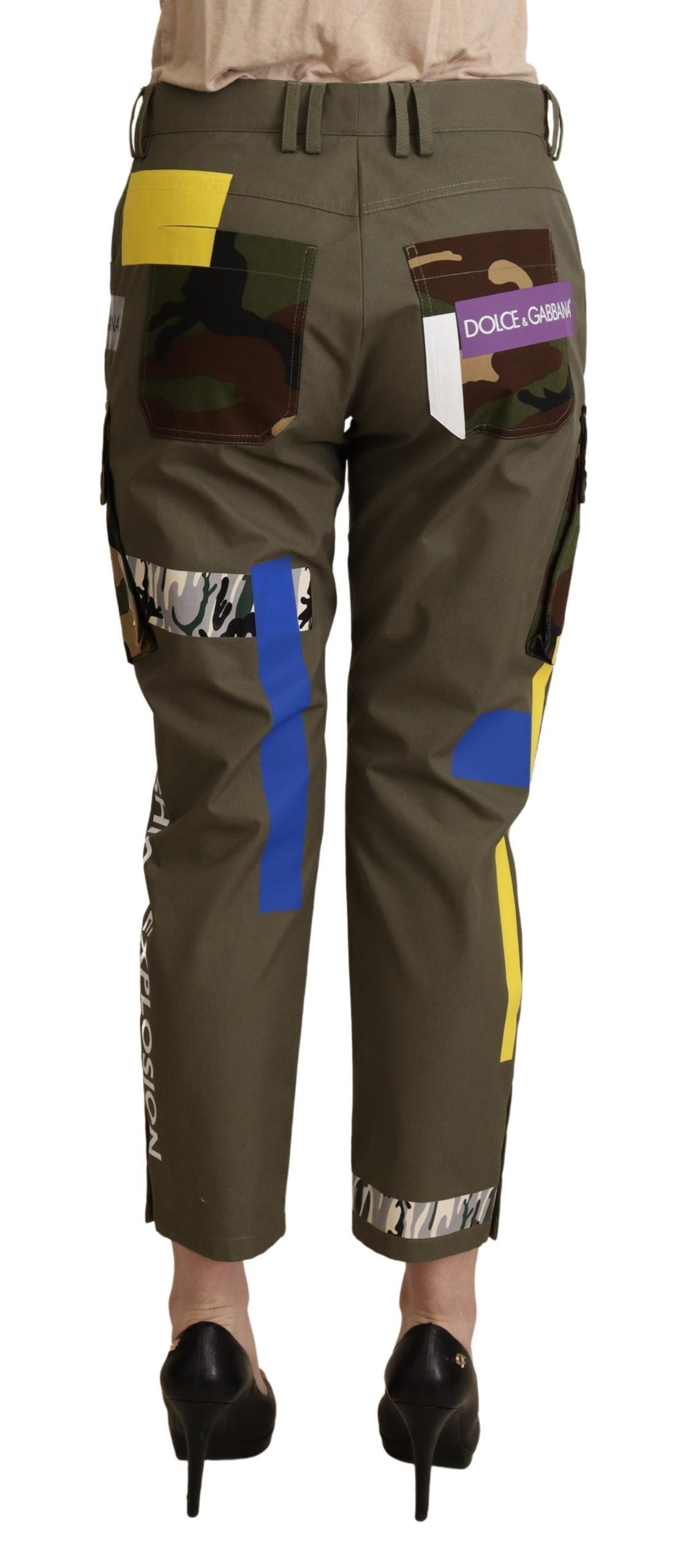 Dolce & Gabbana Grüne Militär-Cargohose aus Baumwolle