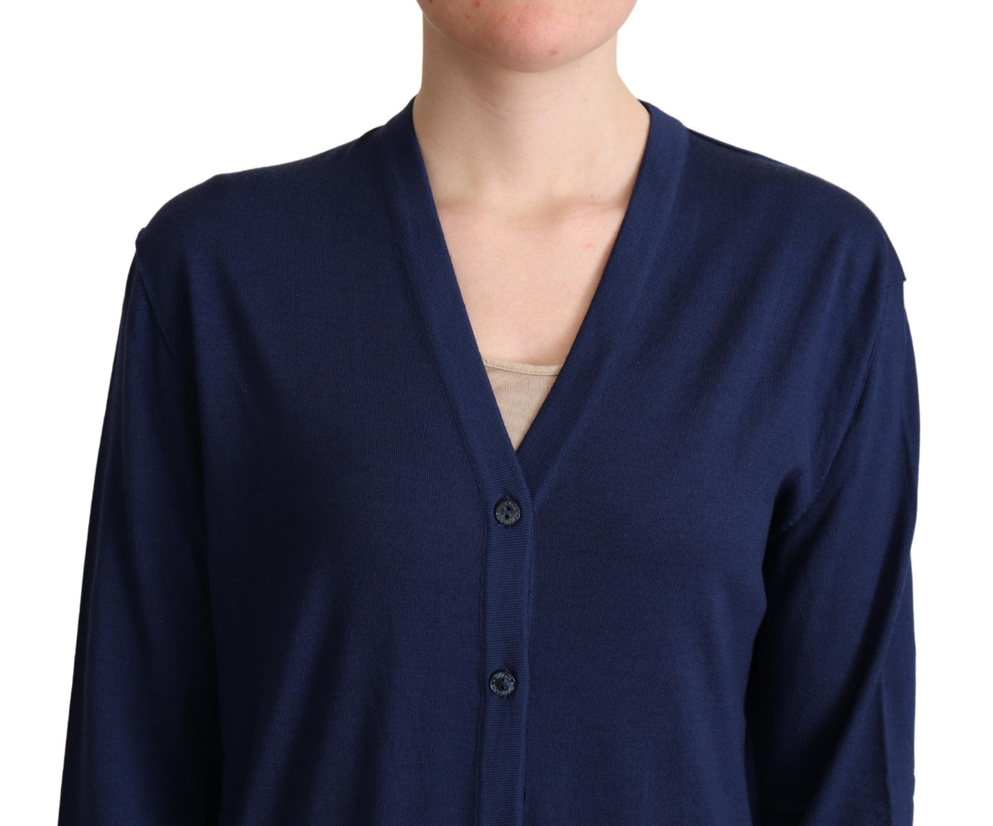 Dolce & Gabbana Blauer Cardigan aus Schurwolle mit Knopfleiste