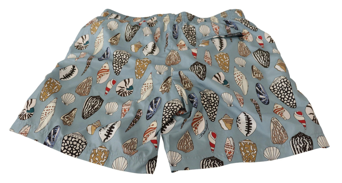 Dolce & Gabbana – Blaue Strandshorts mit Muschelmuster
