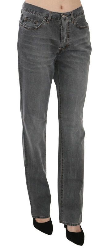 Just Cavalli – Grau verwaschene Jeans mit mittelhohem Bund und geradem Schnitt