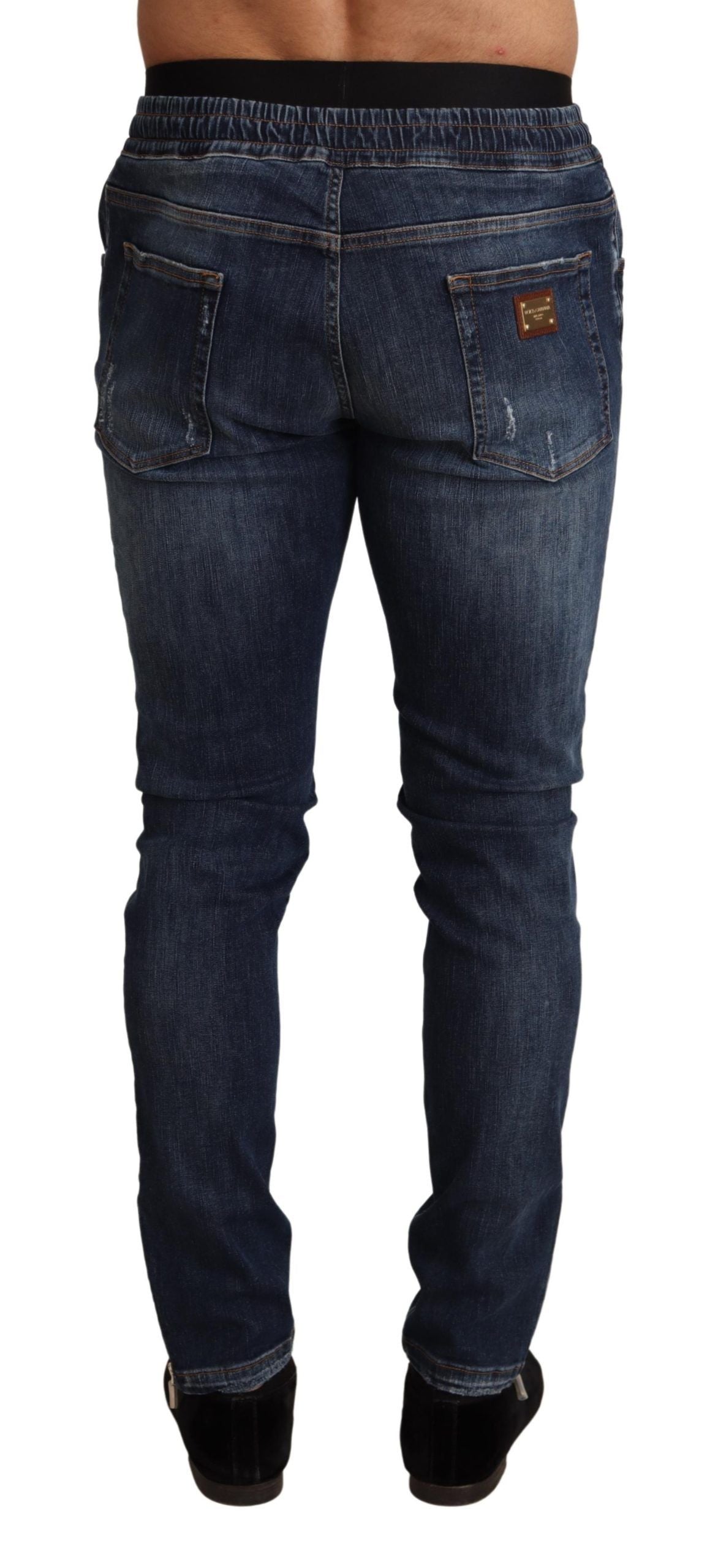 Dolce & Gabbana – Blaue Jeans aus zerfetztem Baumwollstretch
