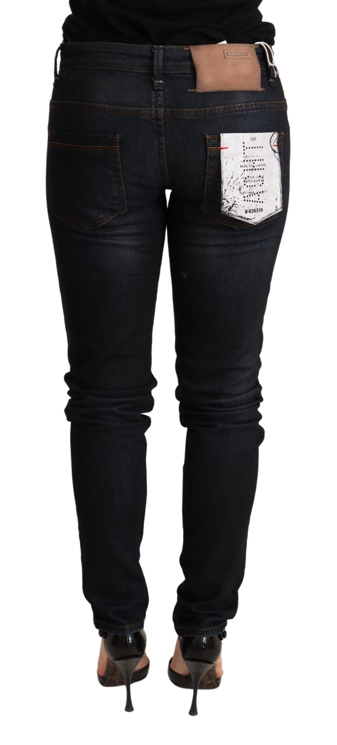 Acht – Blau verwaschene Skinny-Jeans mit niedriger Taille